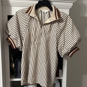 Striped Brown and Cream Shirt by Entro. Like new. Smoke free, pet free home